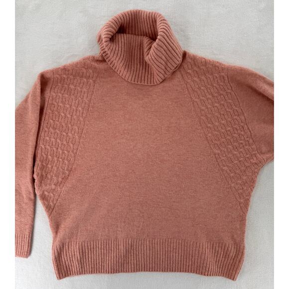 Topshop Tawny Peach Cowl Neck Sweater Batwing Turtleneck Slouchy 6 S M - Picture 6 of 8